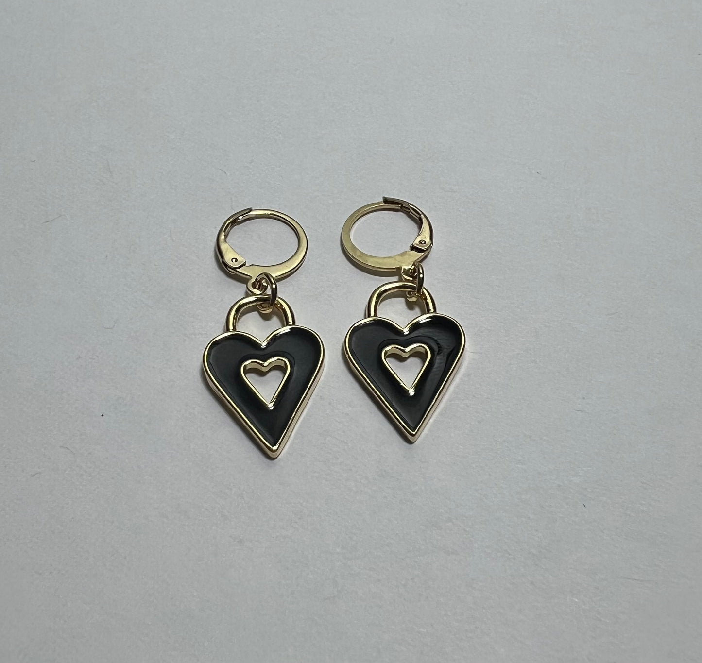 18K gold plated Black heart huggies