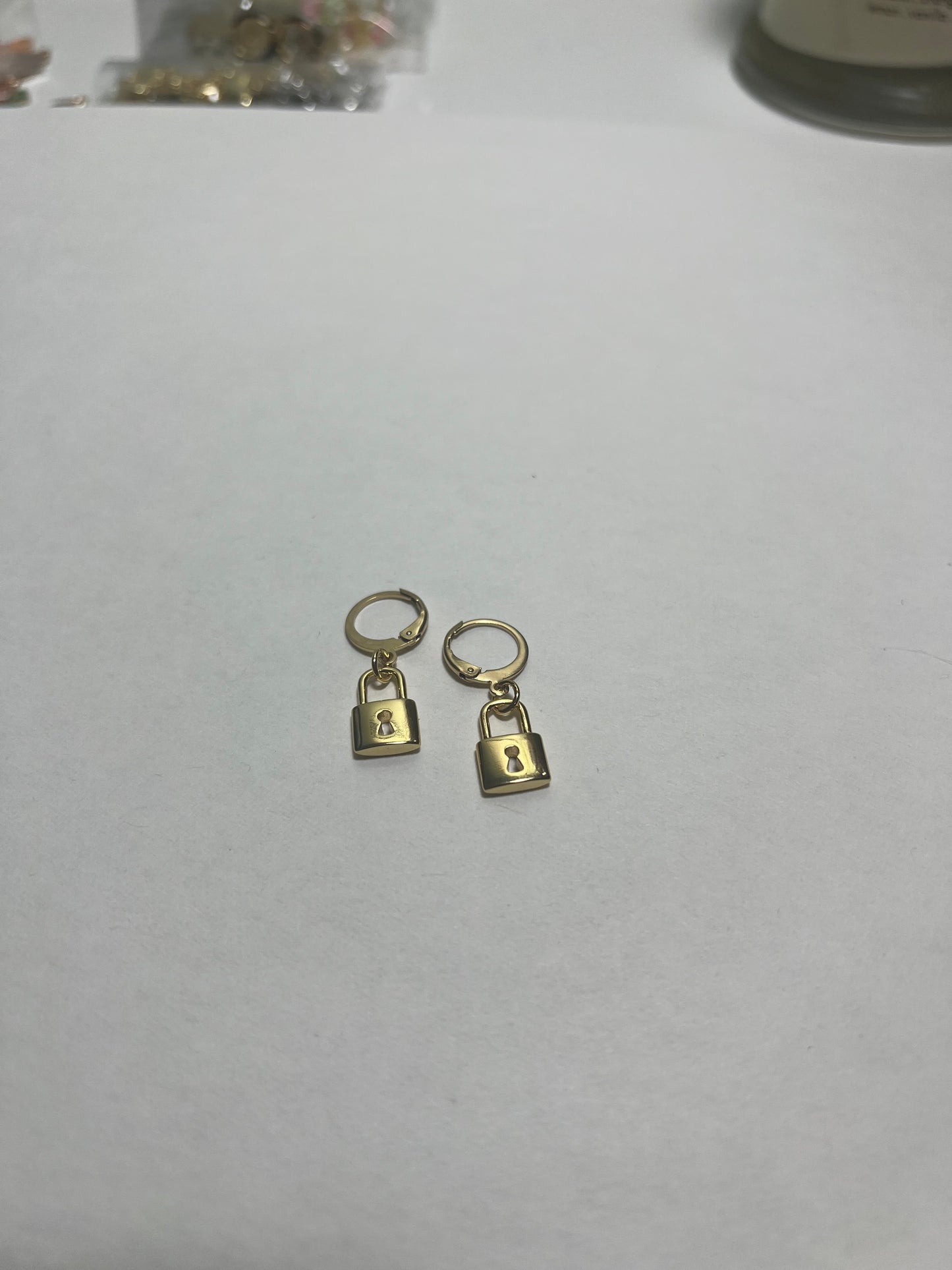 18K gold plated lock huggies