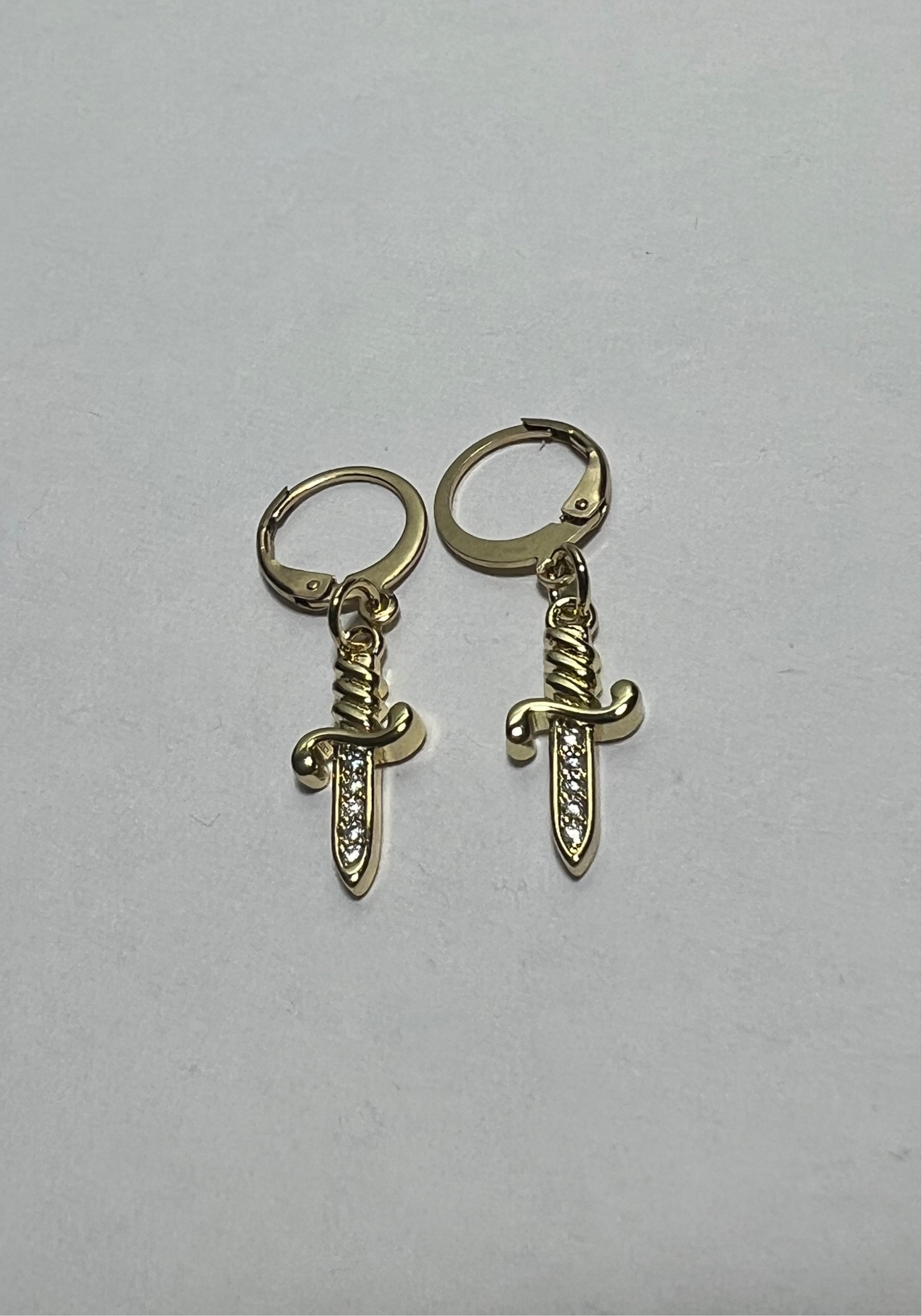 18K gold plated dagger huggies