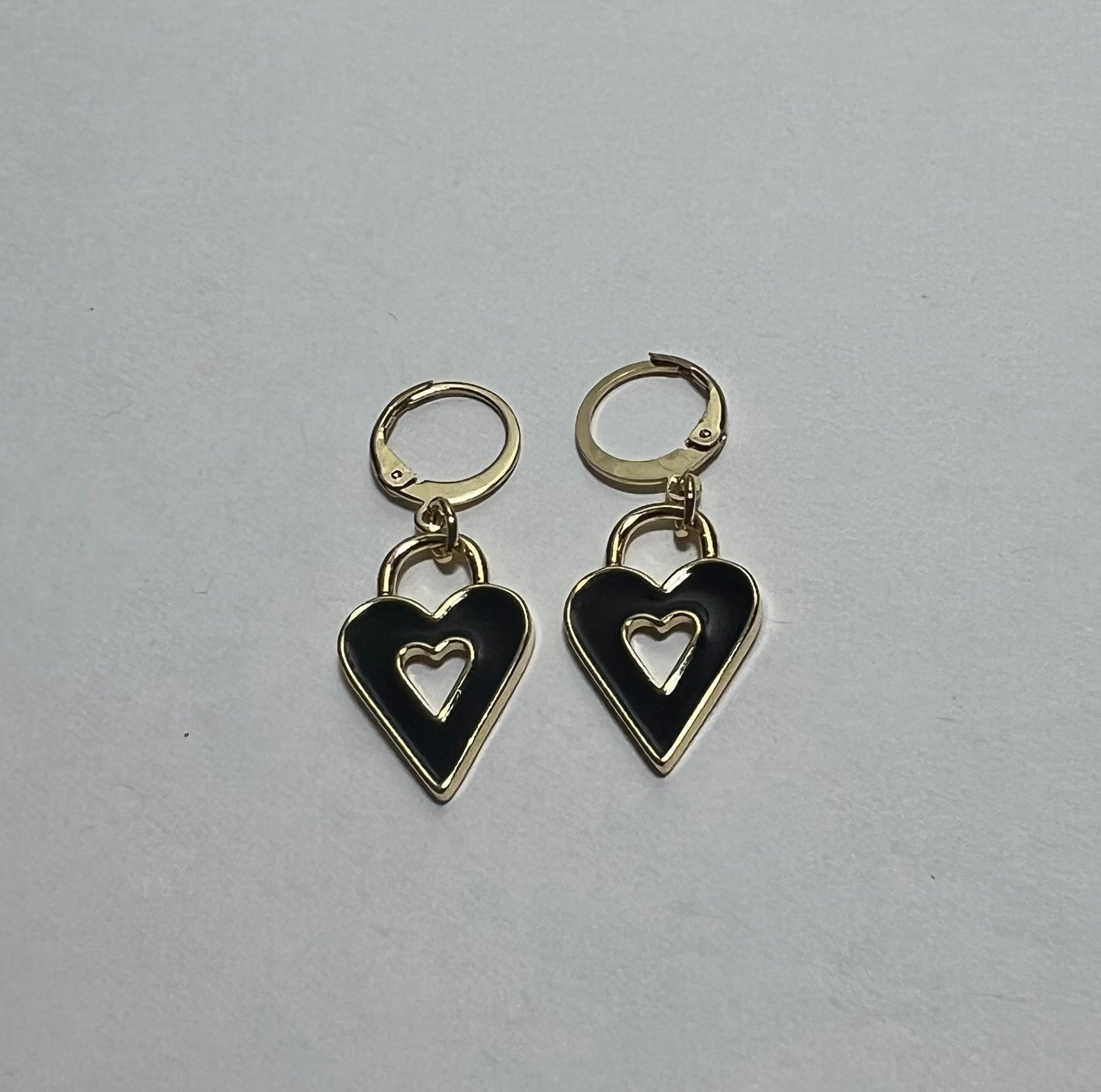 18K gold plated Black heart huggies