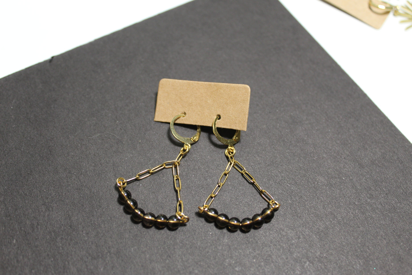 Smoky Quartz / Chain Earrings