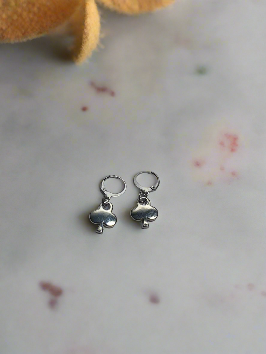 Gold plated club huggie earrings