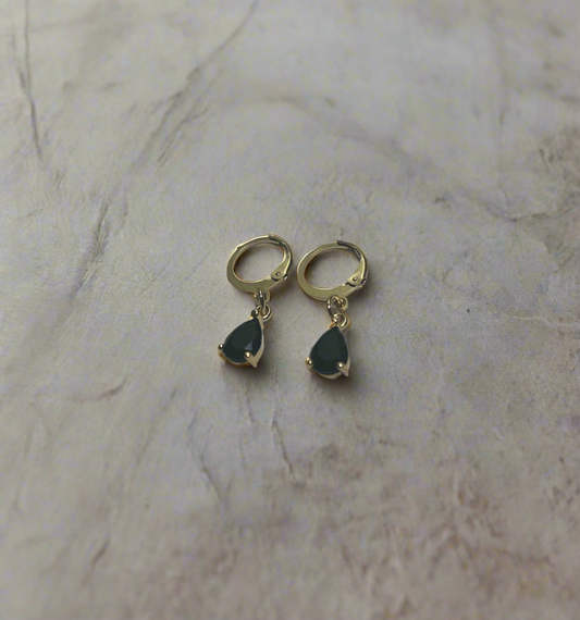 18K gold plated black tear drops